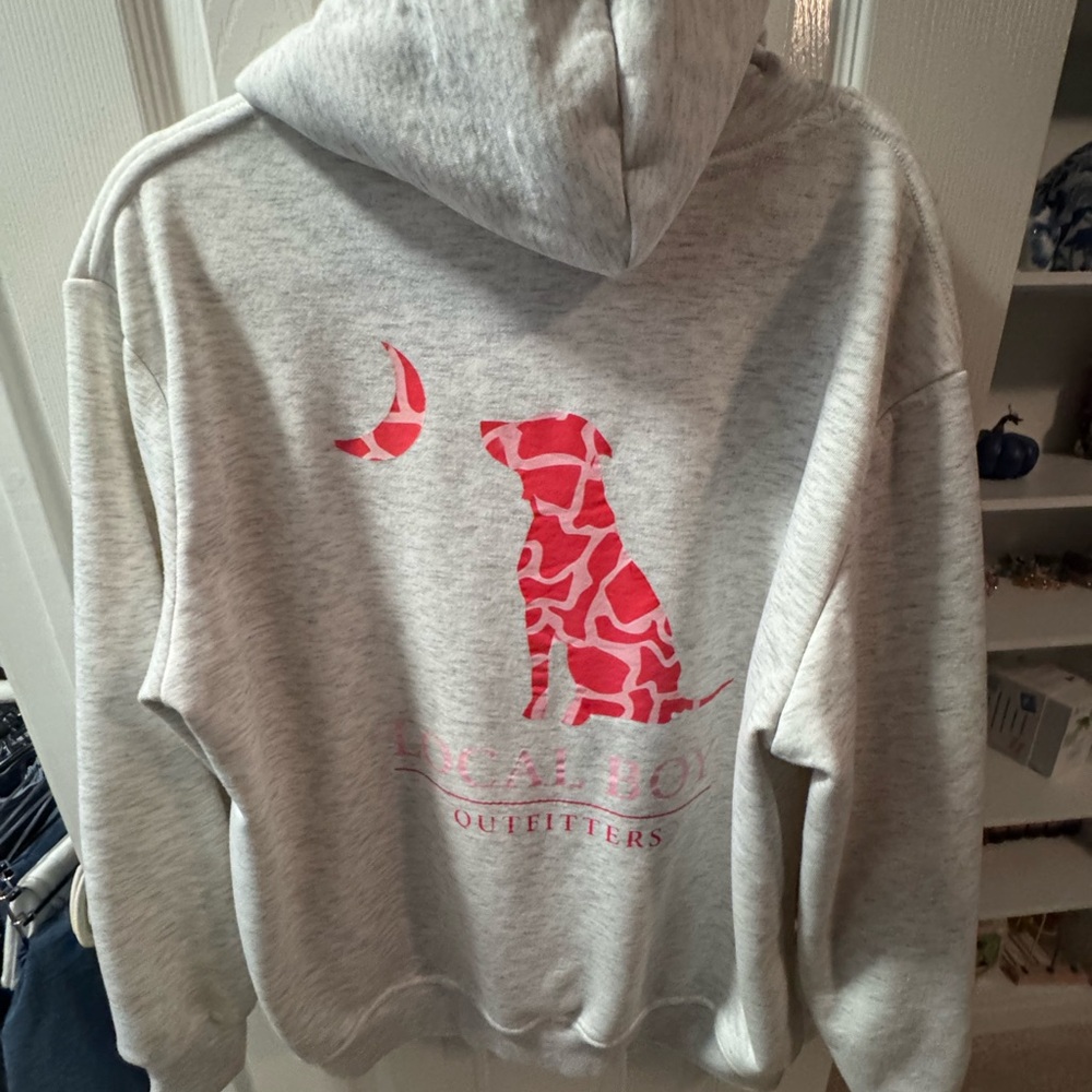 Boutique oversized pink and light heathered grey Local boy outfitters hoodie